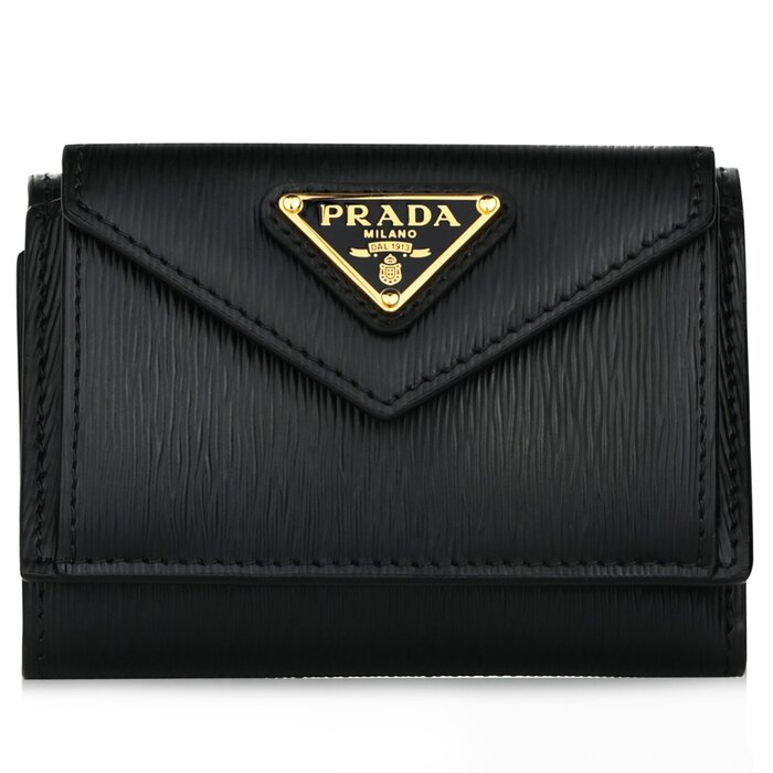 Prada unisex leather embossed tri-fold wallet 1MH021  BlackProduct Thumbnail
