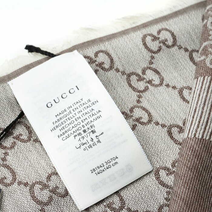 Gucci 古馳  方形圍巾 281942 米/淺棕色  米/淺棕色Product Thumbnail
