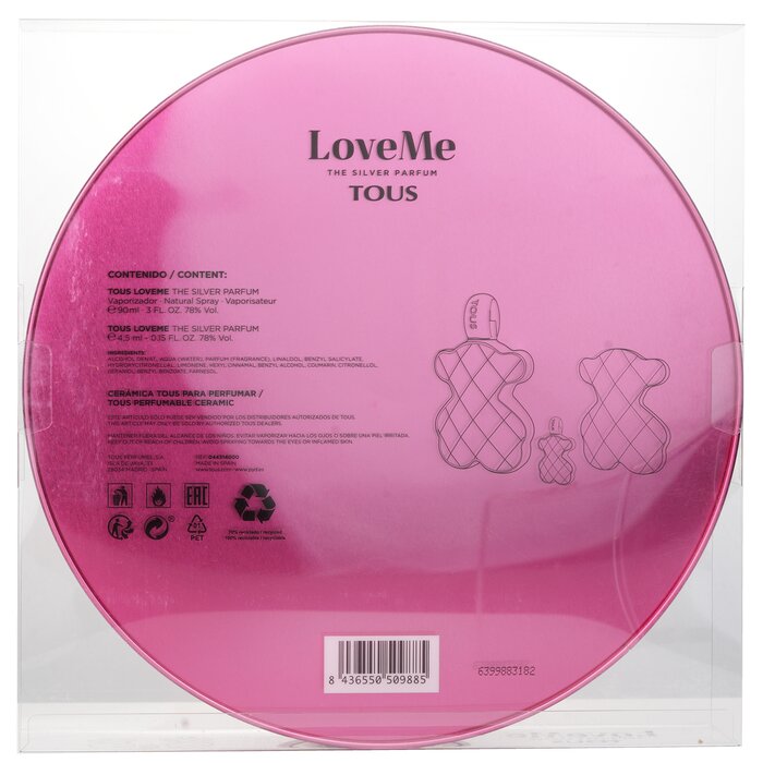 Tous Love Me The Silver Set: Eau De Parfum Spray 90ml + 4.5ml + Perfumable  Ceramic 3pcs | Strawberrynet USA