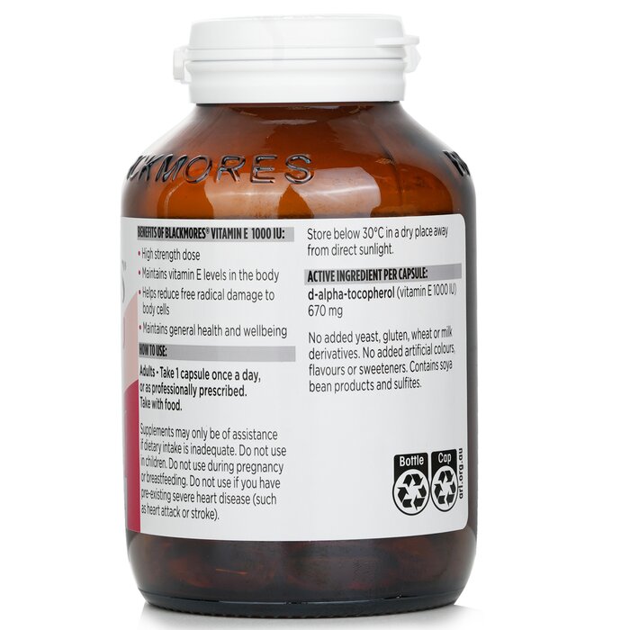 ブラックモアズ Blackmores Blackmores - Vitamin E 1000IU 100 Capsules (Parallel Import) 100 CapsulesProduct Thumbnail