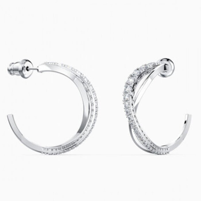 Swarovski Bella V drop earrings 5416155 - Round cut, White, Rhodium plated  White Brasil