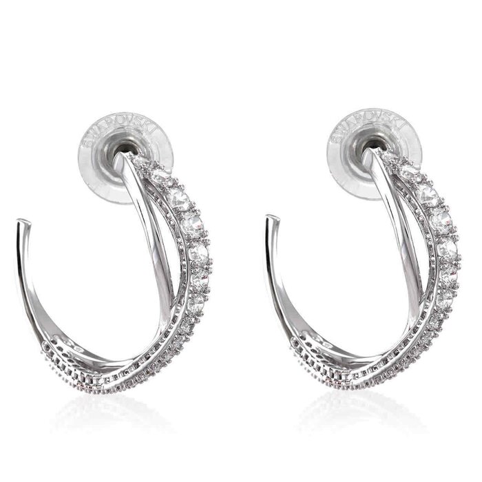 Swarovski 施華洛世奇Twist hoop earrings 5563908 - White, Rhodium