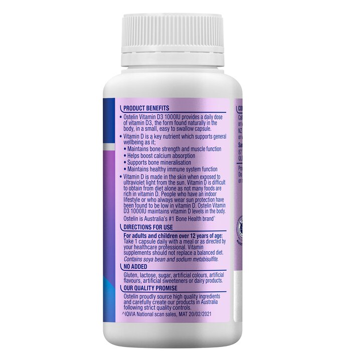 Ostelin [Authorized Sales Agent] Ostelin Vitamin D3 1000IU - 250 Capsules 250pcs/boxProduct Thumbnail