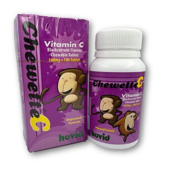 Hovid Chewette C Vitamin C tablets (Blackcurrent flavor) (100 tablets)