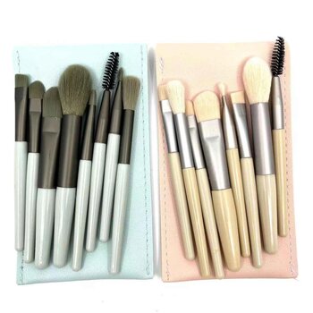 LOUISA - Makeup Brush 8pcs set (with faux leather bag  Random Color)  - Fixed Size