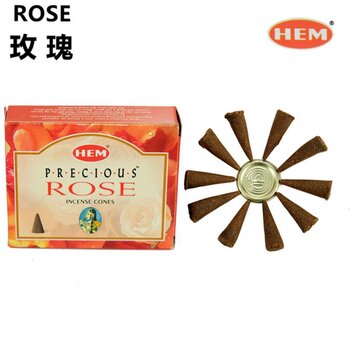 HEM - Handmade India Incense Cone - PRECIOUS ROSE – 10 pieces  - Fixed Size