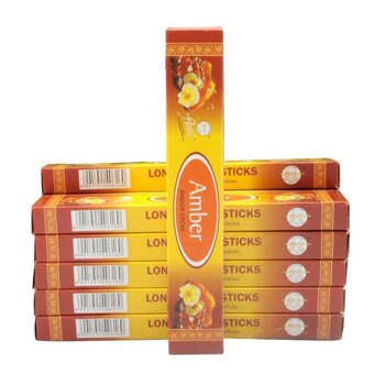 flute - Wardrobe Fragrance –Amber - Long Dhoop Sticks -12 Boxes Set  - 12 boxes set