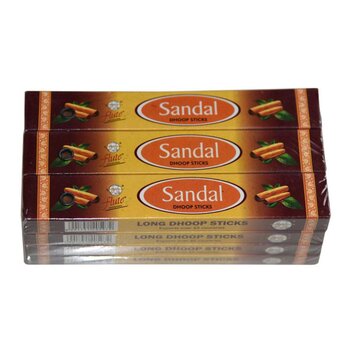 flute - Wardrobe Fragrance SANDAL- Long Dhoop Sticks -12 Boxes Set  - 12 boxes set