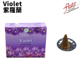 flute - Natural Handmade India Incense Cone- VIOLET – 10 pieces  - 10 pieces