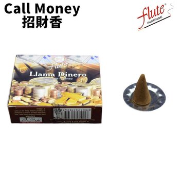 flute - Natural Handmade India Incense Cone- CALL MONEY – 10 pieces  - 10 pieces