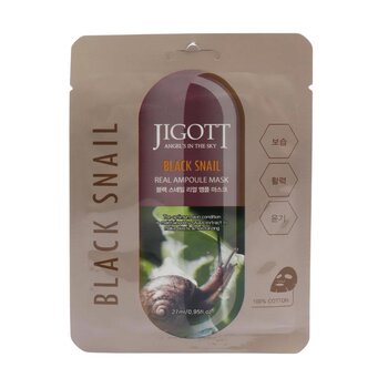 Jigott - Real Ampoule Mask- # BLACK SNAIL  - 27ml X 10pcs