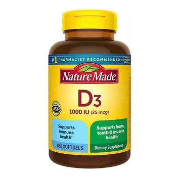 Nature Made Vitamin D3 1000 IU (25mcg) 650 Softgels