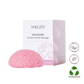 YHKCARE - Konjac Sponge (Rose) Trio pack  - 3pcs