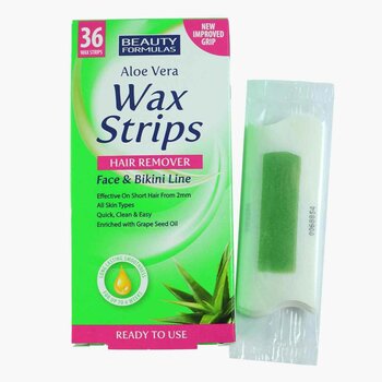 Beauty Formulas - Aloe Vera Wax Strips Line Hair Remover Face & Bikini  - 36pcs(18x2sides