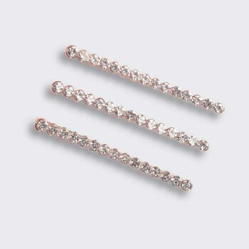 KITSCH - Rhinestone Bobby Pins- # Rose Gold  - 3pcs