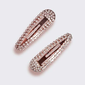 KITSCH - Mini Rhinestone Snap Clipsz- # Rose Gold  - 2pcs