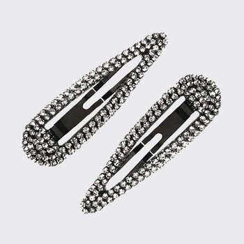 KITSCH - Mini Rhinestone Snap Clipsz- # Hematite  - 2pcs