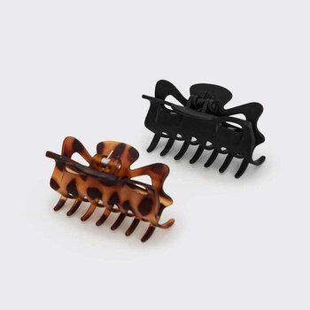 KITSCH - Eco-Friendly Large Claw Clip- # Black &Tort  - 2pcs