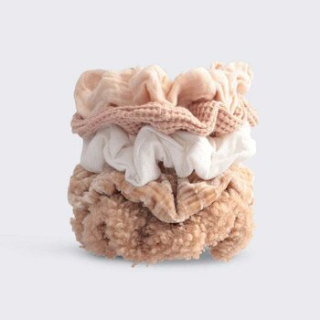 KITSCH - Assorted Textured Scrunchies- # Sand  - 5pcs Set