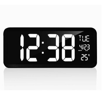 Nid Model E9871-B 4&quot; LED Wall Clock with Calendar and Temperature- # Black Picture Color