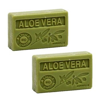 La Maison du Savon de Marseille - French Organic Argan Oil Perfume Soap – Aloe Vera 100gr x 2pcs  - Fixed Size