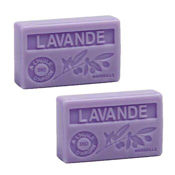 La Maison du Savon de Marseille - French Organic Argan Oil Perfume Soap – Lavender 100gr x 2pcs  - Fixed Size