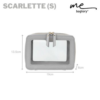 bagtory - ME SCARLETTE Silver Grey  Small Single Layer  Square Cosmetic Bag  Transparent PVC Storage Bag  - Fixed Size