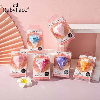 Rubyface - Rubyface Diamond Two Color Wet and Dry Non Latex Makeup Tools Beauty Egg- # Pink  -