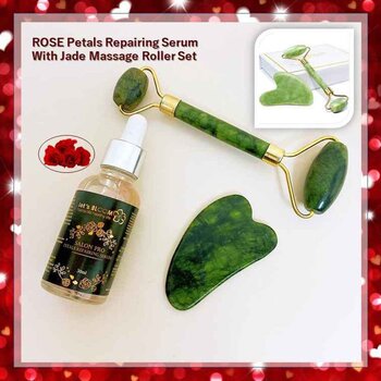 Let's BLOOM - ROSE Petals Repairing Serum With Crystal Massage Roller Set  - 3pcs