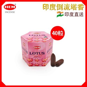 HEM - HEM -(40 pcs per hexagonal box) LOTUS  natural Indian handmade backflow incense cones  Yoga meditating cones HCONE-MBF-LOTUS  - Fixed size