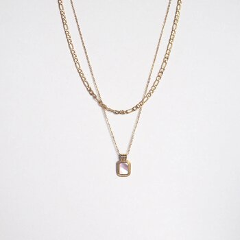 eclater jewellery Delphine Double Chain Necklace- # Gold 40 - 46.5 cm