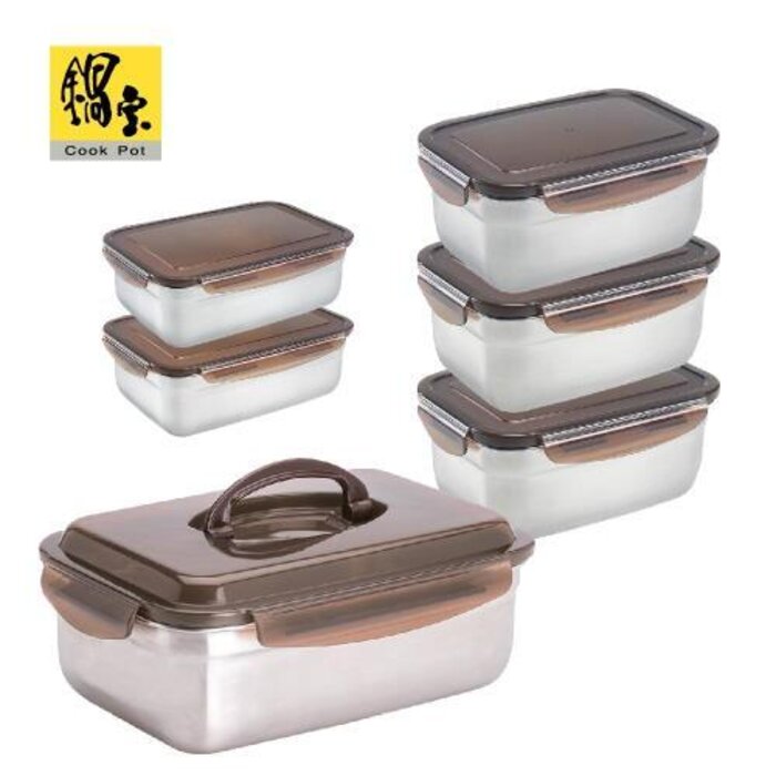 Cook Pot Cookpower 316 Stainless Steel Large Food Box Set (1x Food Box with Holder 2500ml + 3x Food Box 1100ml + 2x Food Box 525ml) 6pcsProduct Thumbnail