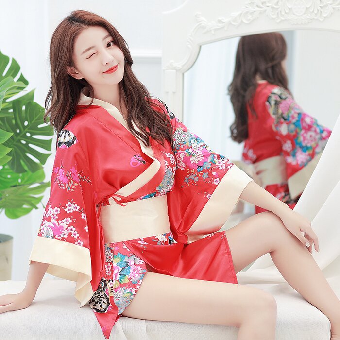 Global Select Sexy lingerie women's Japanese print kimono cosplay uniform temptation suit foreign trade wholesale - color: red Picture ColorProduct Thumbnail