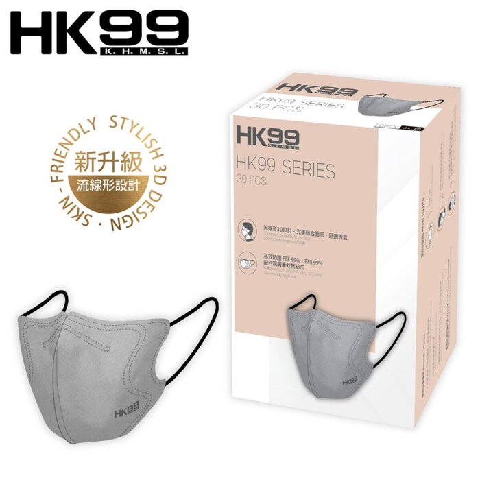 HK99 HK99 3D成人立體口罩 (灰色) 30片裝 (適合一般成人面型) 4層口罩 [獨立包裝] Picture ColorProduct Thumbnail