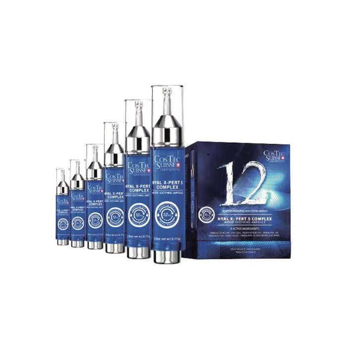Costec Suisse Hyal X-Pert 5 Complex Water Soothing Serum Ampoule (Moisturising, Rejuvenating, Brightening) (e5ml Ampoule/6 Ampoules per Box) CT002 Fixed SizeProduct Thumbnail