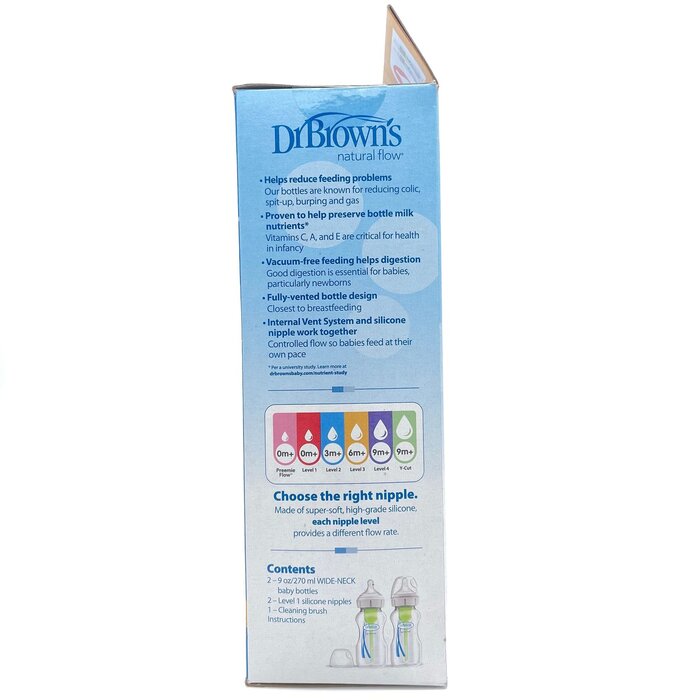 DrBrown’s  布朗博士 Dr Brown's &quot;Options+&quot; 仿母乳排氣膠奶瓶 0m+ 9安士 / 270毫升 - 2件裝 Fixed SizeProduct Thumbnail