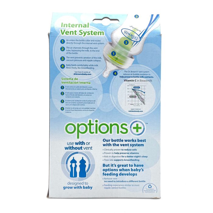 DrBrown’s  Dr. Brown's Options+ Wide-Neck PP Baby Bottle 0m+ 9oz ／ 270ml - 2pcs Fixed SizeProduct Thumbnail