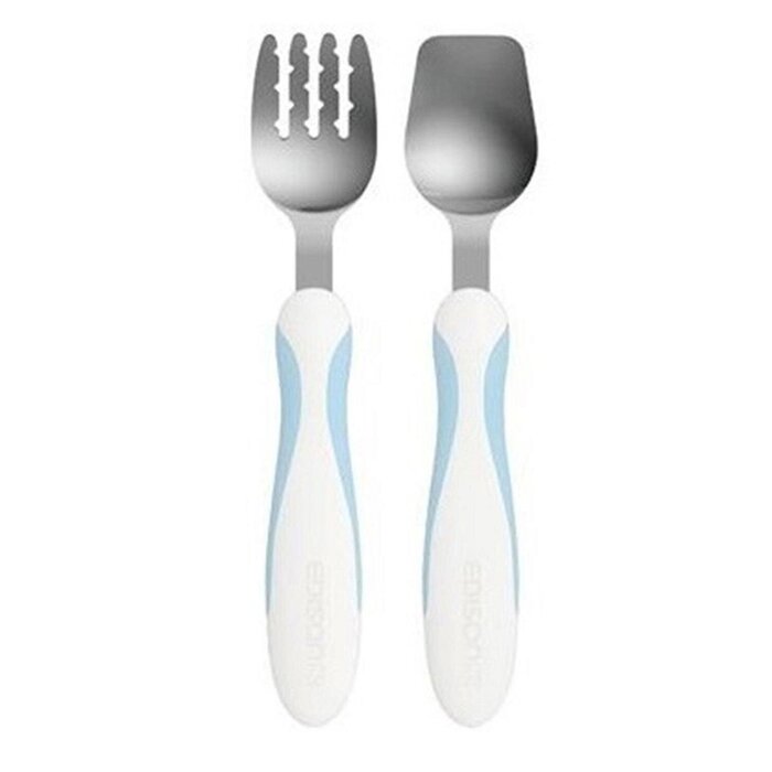 Edison mama EDISON mama Baby Plus Learning Tableware Set Fork + Spoon with Storage Box (Light Blue)(1.5Y)Made in Japan Fixed SizeProduct Thumbnail