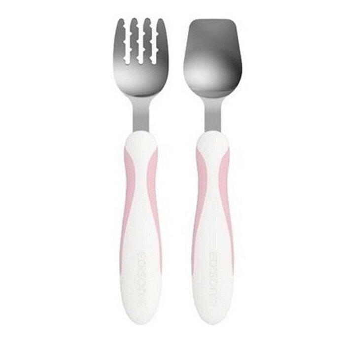 Edison mama EDISON mama Baby Plus Learning Tableware Set Fork + Spoon with Storage Box (Light Pink)(1.5Y)Made in Japan Fixed SizeProduct Thumbnail
