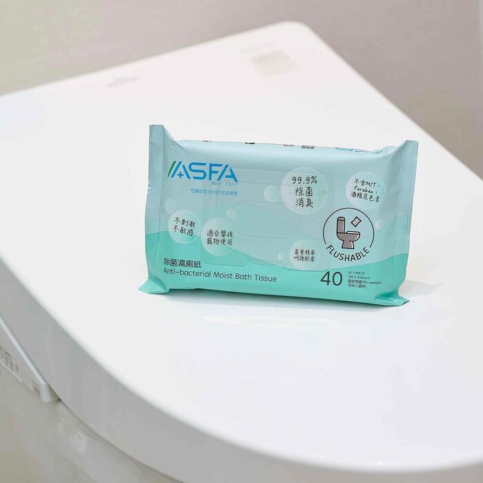 ASFAWATER Antibacterial Flushable Toilet Wet Tissue（40 sheets）x20