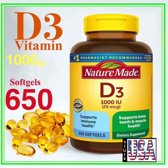 Nature Made Vitamin D3 1000 IU (25mcg) 650 SoftgelsProduct Thumbnail