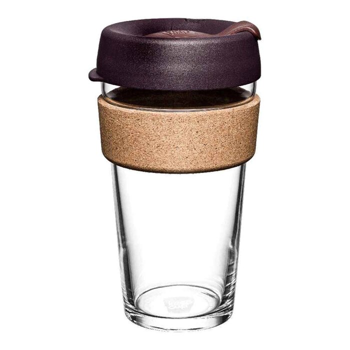 KeepCup Brew Cork Tempered Glass Cup L/16oz/454ml Alder Fixed Size