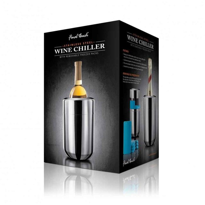 Final Touch Stainless Steel Single Bottle Wine Chiller (4 NonToxic