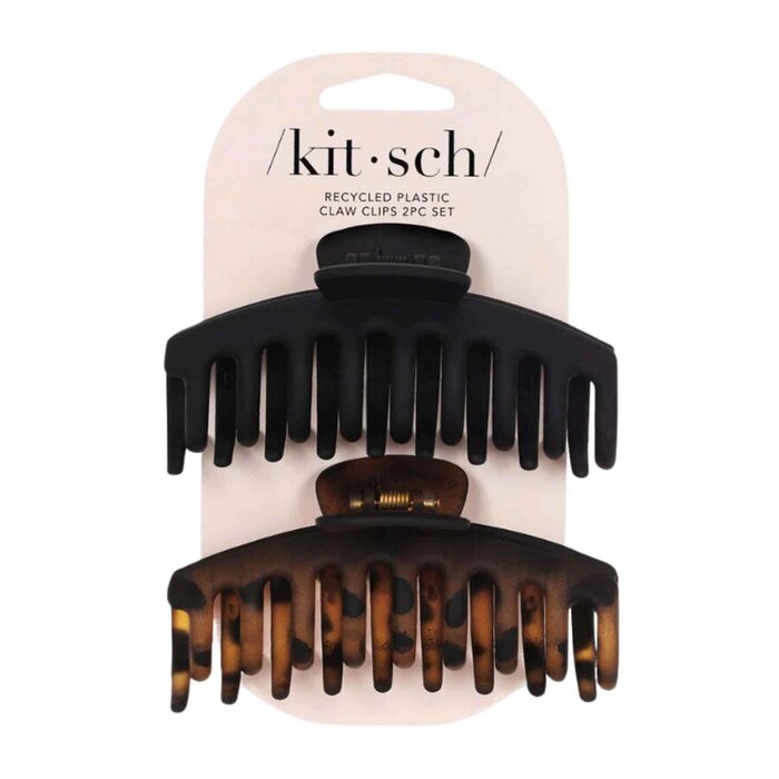 KITSCH EcoFriendly Oversized Matte Claw Clip, Black &Tort 2pcs/set