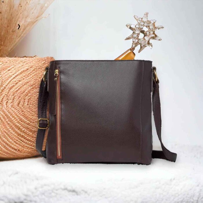 Leatheraft JOSIE Business Cowhide Leather Straight Zipped Crossbody ...
