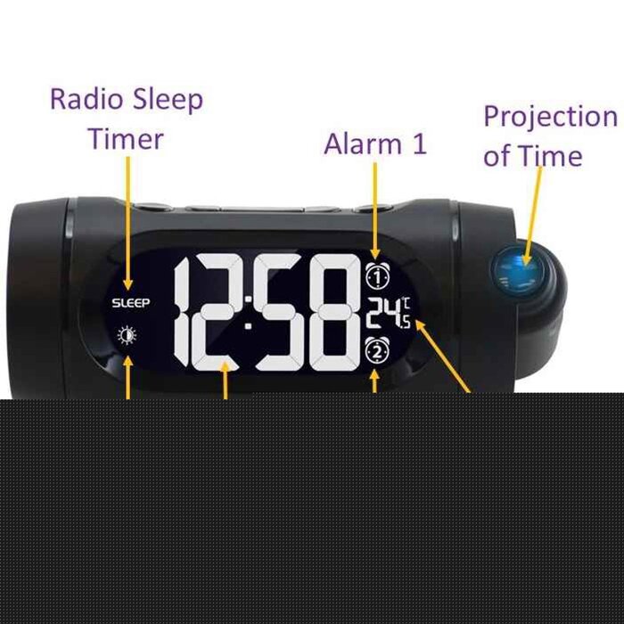 Nid Model R0713P LCD 投影收音机双响鬧时计, Fixed Size Picture