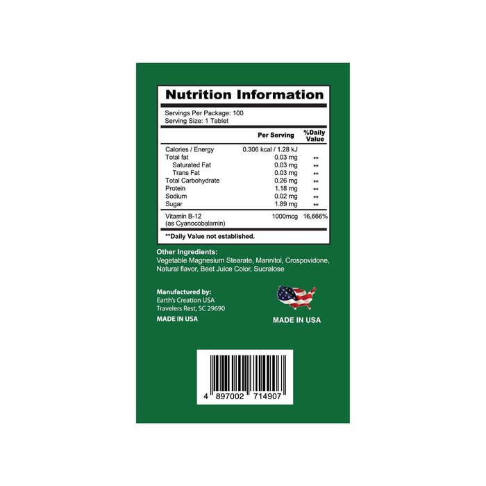 Nature's Champion Vitamin B12 1000mcg 100 tablets Vitamin Darmowa