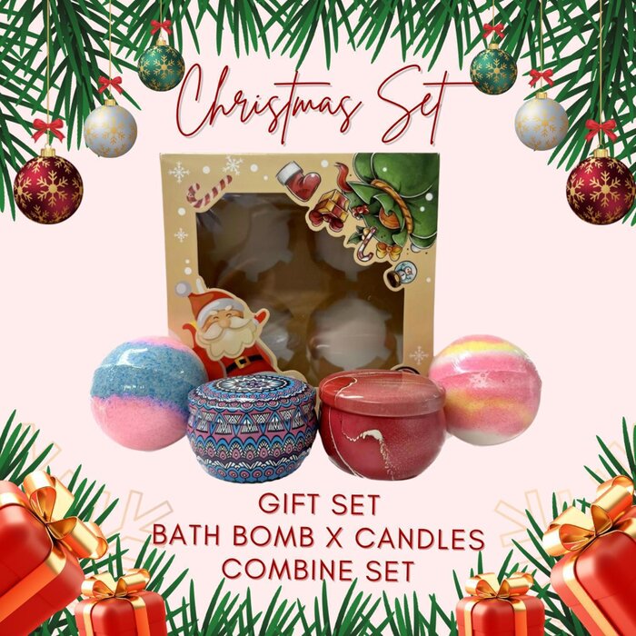 Chain Bridge Honey Farm Gift setBath Bomb & Candles Combine Set 4 pcs