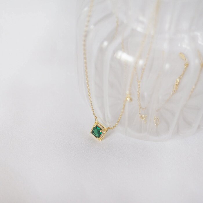 eclater jewellery Emerald Sugar Cube Necklace 42 - 45cmProduct Thumbnail