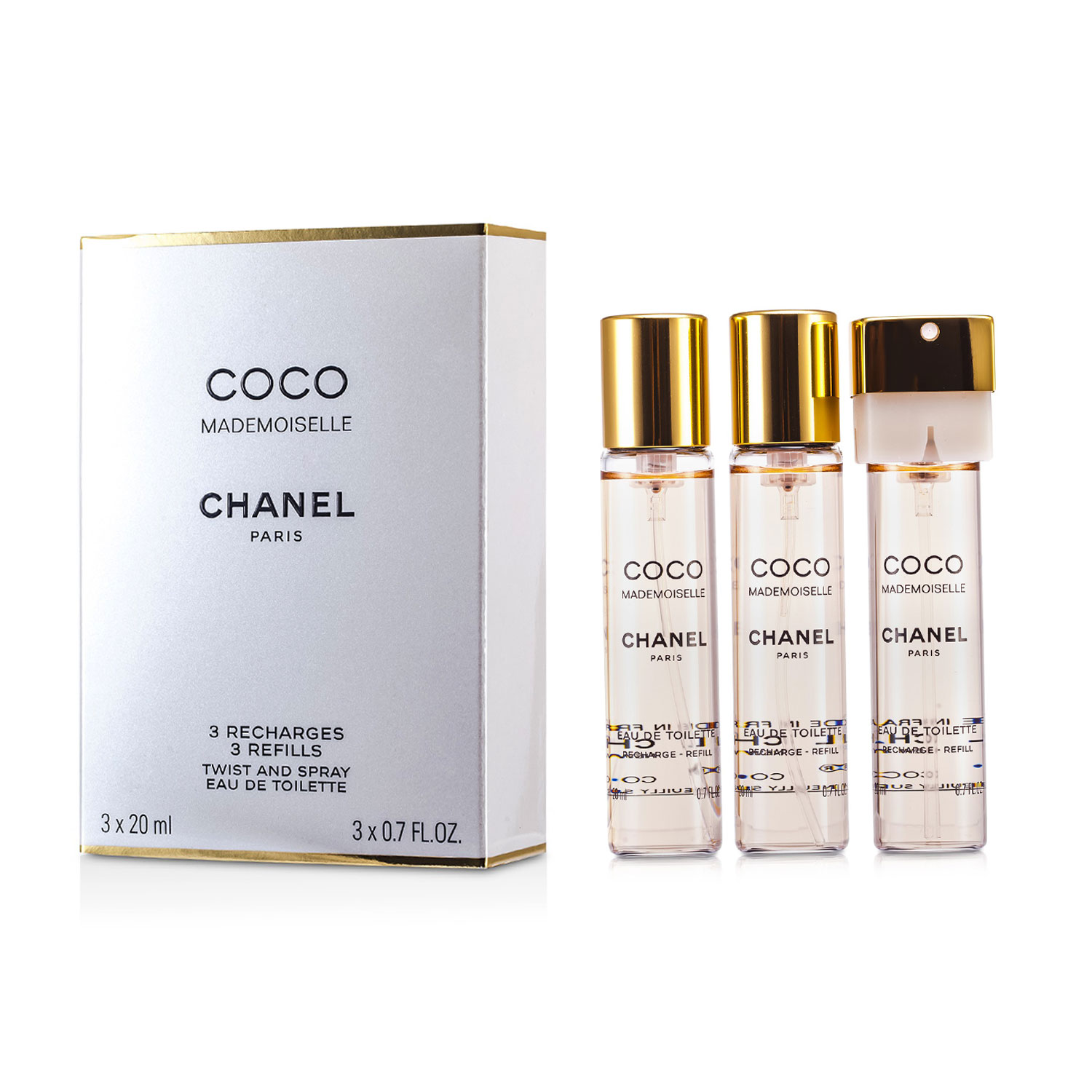 Chanel สเปรย์น้ำหอม Coco Mademoiselle Twist & Spray EDT ขนาดเติม 3x20ml/0.7oz